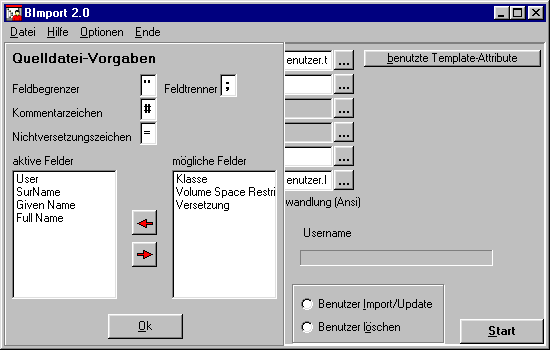 Quelldatei-Vorgaben