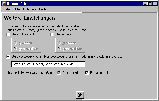Weitere Einstellungen