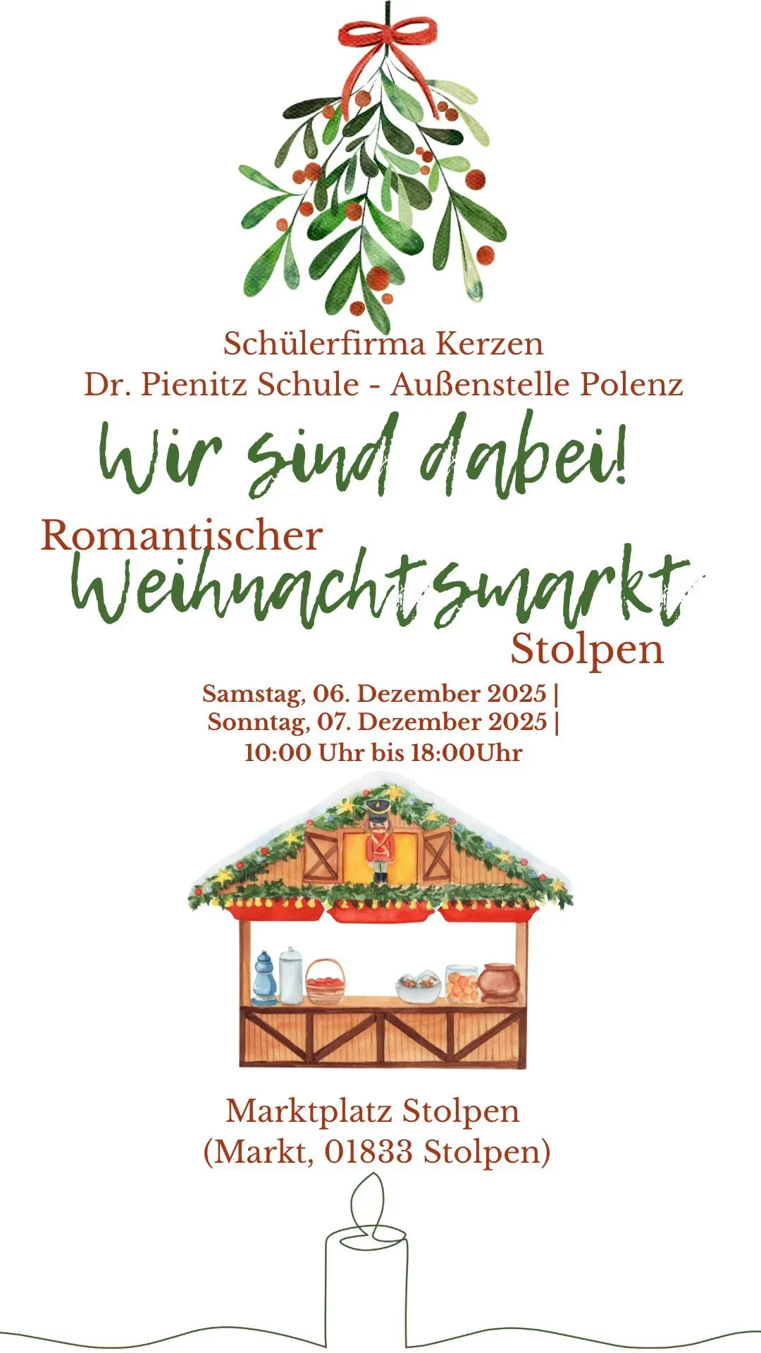 Die Schülerfirma Kerzen beim Weihnachtsmarkt in Stolpen
