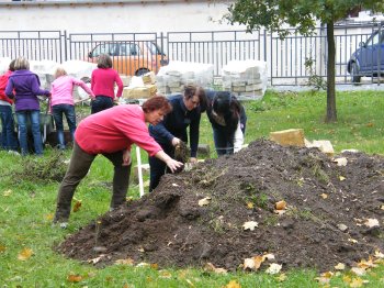 Arbeit im Kr&auml;utergarten
